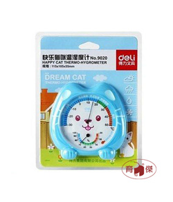 得力No.9020 快樂貓咪 溫濕度計 立式